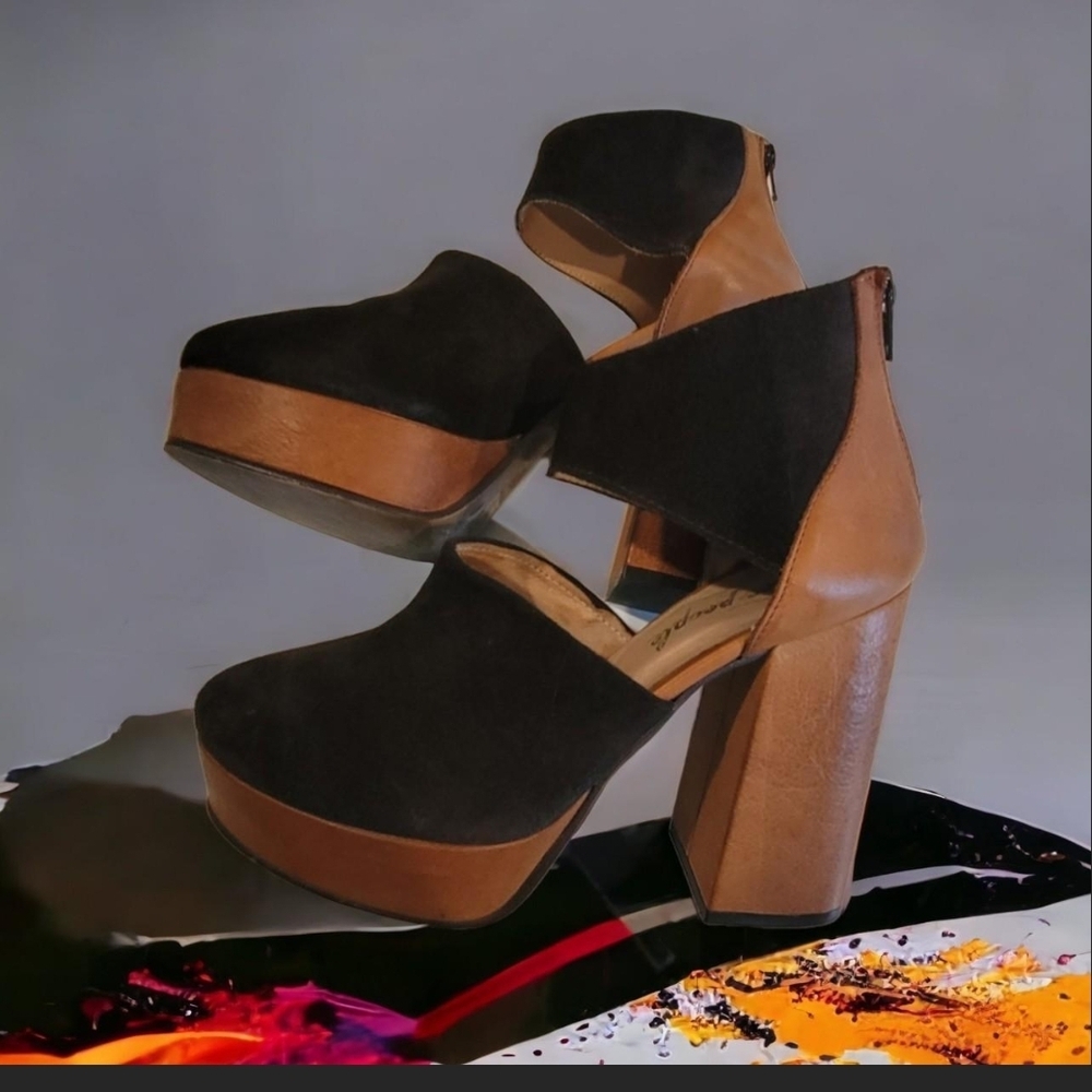 Free People Brown and Tan Platform Shoes